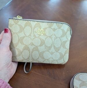 Coach Beige Signature Wristlet